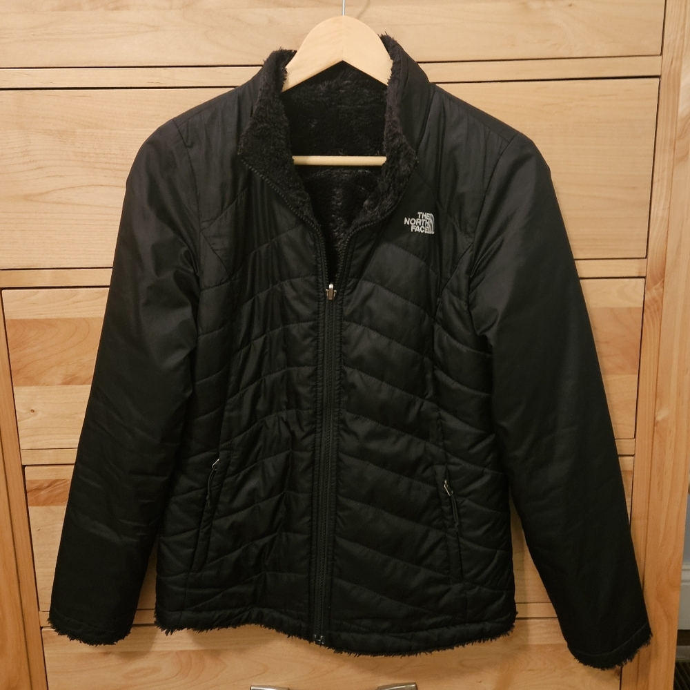 Black North Face women's down coat